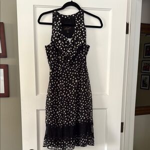 McGinn Black and White Ruffled Halter Midi Dress